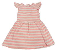 Smetanovo-neónově ružové pruhované bavlnené šaty Mothercare