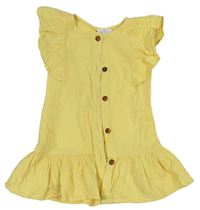 Žlté prepínaci mušelínové šaty s volánikmi Mango