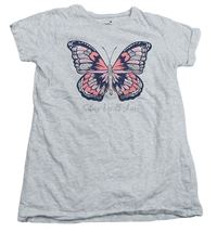 Svetlosivé tričko s motýlom Primark
