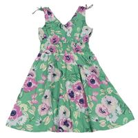 Zelené kvetované ľahké šaty s motýly zn. H&M