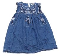 Modré ľahké rifľové šaty s kvietkami Next