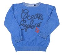 Modrý ľahký sveter s nápisom