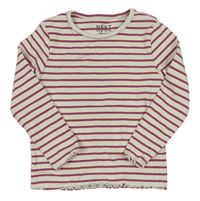 Bielo-ružové pruhované rebrované tričko Next