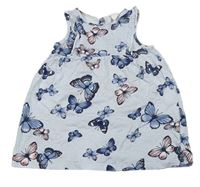 Svetlomodré pruhované šaty s motýlikmi H&M