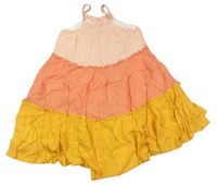 Lososovo-ružovo-horčicové trblietavé šaty Matalan