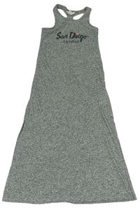 Sivé melírované ľanové šaty s nápismi zn. H&M