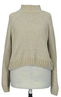 Dámsky béžový žinylkový crop sveter zn. H&M