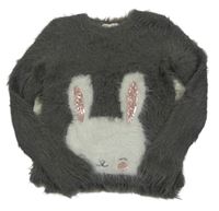 Sivý chlpatý sveter s králikom H&M