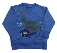 Modrá melírovaná mikina s dinosaurami zn. Next