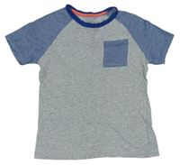 Sivo-modré tričko s pruhovanou vreckom a rukávmi Nutmeg