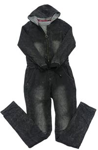 Čierna šisovaná chino tepláková rifľová kombinéza s kapucňou COOLCAT
