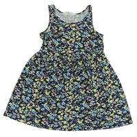 Tmavomodro-farebné kvetované šaty zn. H&M