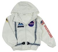 Biela šušťáková jarná bunda s kapucí - NASA zn. H&M