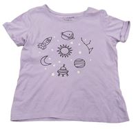 Lila tričko s vesmírom Primark