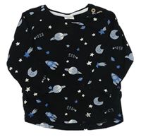 Čierne tričko s vesmírom zn. H&M