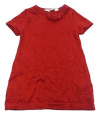 Červené trblietavé svetrové šaty s mašlou zn. H&M