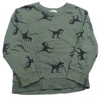 Khaki mikina s dinosaurami zn. H&M