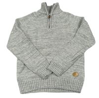 Sivý melírovaný sveter s nášivkou zn. H&M