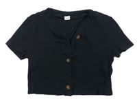 Čierne rebrované prepínaci crop tričko Shein