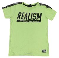 Neónově zeleno-čierne tričko s nápisom Chapter young