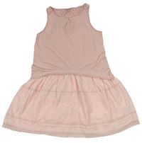 Broskvovo-svetloružové plátěno/bavlněné šaty s čipkou Next