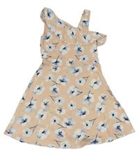 Marhuľové kvetované šaty s volánikom zn. H&M
