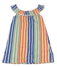 Farebné pruhované bavlnené šaty s volánikom zn. H&M