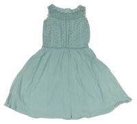 Zelené ľahké šaty s madeirou a kvietkami H&M