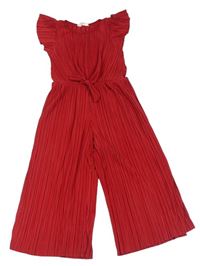 Červený rebrovaný ľahký culottes overal zn. H&M