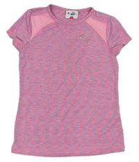 Neónově ružovo-modré melírované športové tričko so srdiečkami