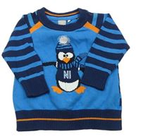 Modro-tmavomodrý sveter s tučňákem Name it