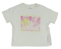 Biele crop tričko s palmami M&S