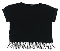 Čierne crop tričko s strapcemi New Look