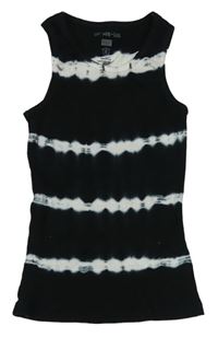 Čierno-biely batikovaný rebrovaný top F&F
