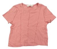 Ružové rebrované crop tričko zn. H&M