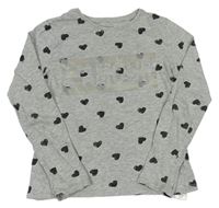 Sivé melírované tričko so srdiečkami a nápisom Primark