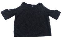 Čierne trblietavé šifónové tričko zn. H&M