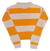 Svetloružová -oranžový pruhovaný crop sveter zn. H&M