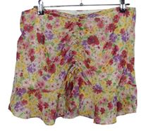 Dámska farebná kvetovaná šifónová sukňa so stahováním Bershka