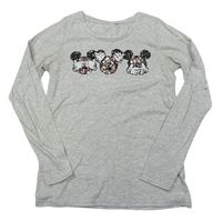 Svetlosivé tričko s Mickey Mousem z flitrů