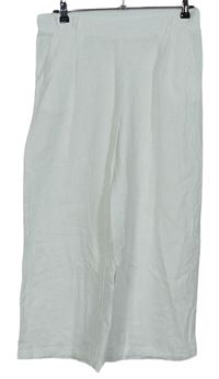 Dámske biele ľanové culottes nohavice
