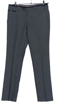 Pánske sivé spoločenské nohavice s puky vel. 30S