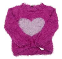 Purpurový chlpatý sveter so srdiečkom Kiki&Koko