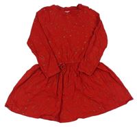 Červené bavlnené šaty s hviezdami Vertbaudet