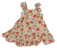 Smetanovo-červené kvetované šaty