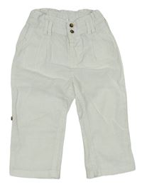 Biele ľanové rolovacieé nohavice zn. H&M
