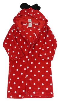 Červený pountíkatý chlpatý župan s kapucí - Minnie H&M