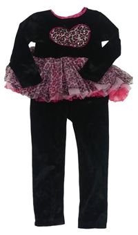Kockovaným - Čierny zamatový overal so srdcem a tylovou sukní