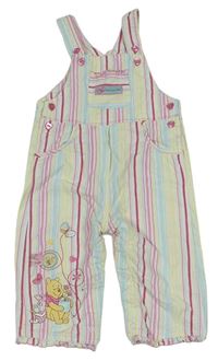 Farebné pruhované plátenné na traké nohavice s medvídkem Pú zn. Disney