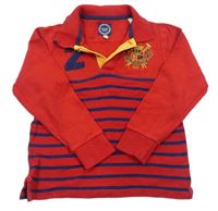 Červeno-tmavomodré pruhované polo tričko s výšivkou Joules